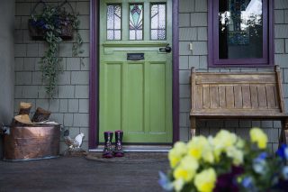 green painted door